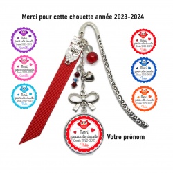 Votre prénom - Marque-pages "Merci pour cette chouette année 2023-2024"