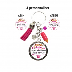 Porte clés Super maîtresse, Atsem, Aesh à personnaliser