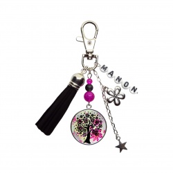 Porte clés ou bijou de sac arbre de vie personnalisable