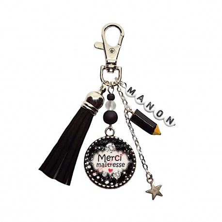 Porte clés ou bijou de sac Merci maîtresse personnalisable