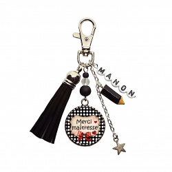 Porte clés ou bijou de sac Merci maîtresse personnalisable