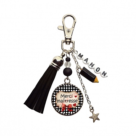 Porte clés ou bijou de sac Merci maîtresse personnalisable