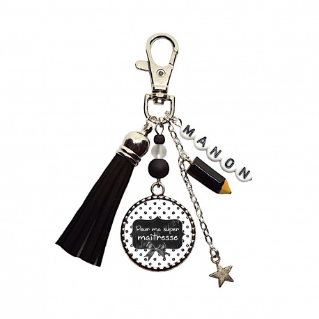 Porte clés ou bijou de sac Pour ma super maîtresse personnalisable