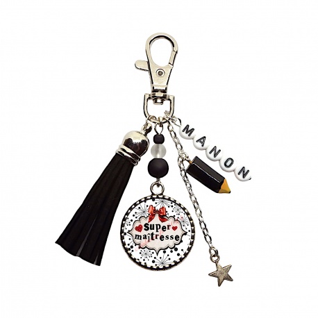 Porte clés ou bijou de sac Super maîtresse personnalisable