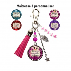 Porte clés ou bijou de sac "Pour une chouette maîtresse" personnalisable
