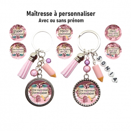 Porte clés maîtresse personnalisable ou non au prénom de votre choix