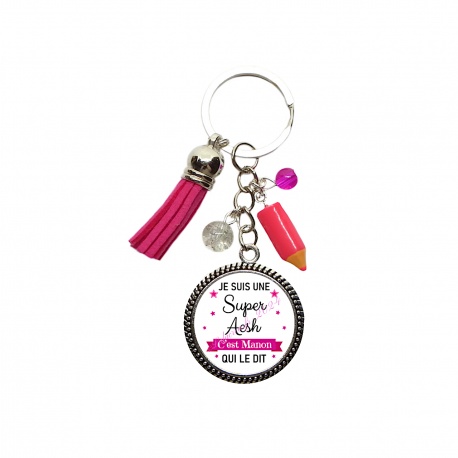 Porte clés "Je suis une super AESH c'est Théo qui le dit" personnalisable