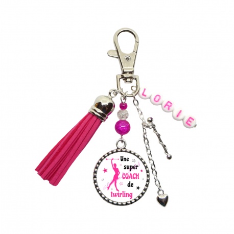Porte clés Une super coach de twirling personnalisable