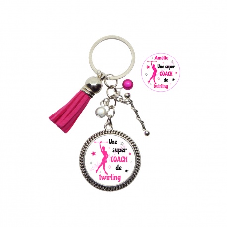 Porte clés Une super coach de twirling  personnalisable