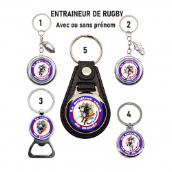 Porte clés, Décapsuleur Entraîneur de rugby personnalisable au choix