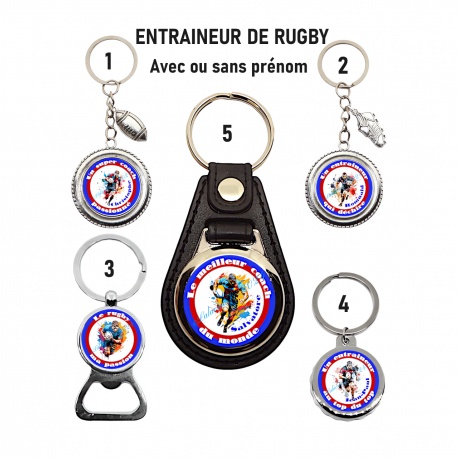 Porte clés, Décapsuleur Entraîneur de rugby personnalisable au choix