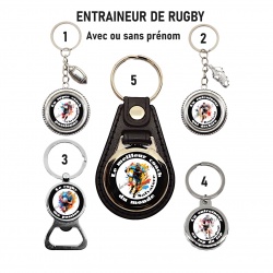 Porte clés, Décapsuleur Entraîneur de rugby personnalisable au choix