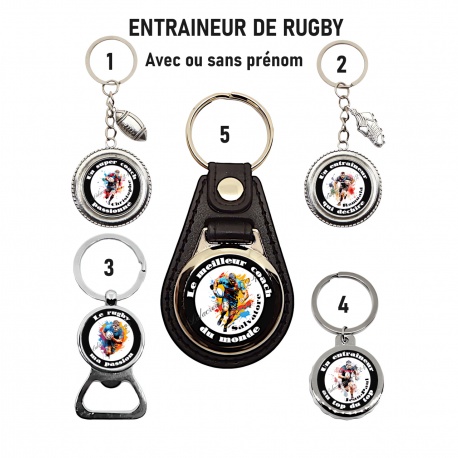 Porte clés, Décapsuleur Entraîneur de rugby personnalisable au choix
