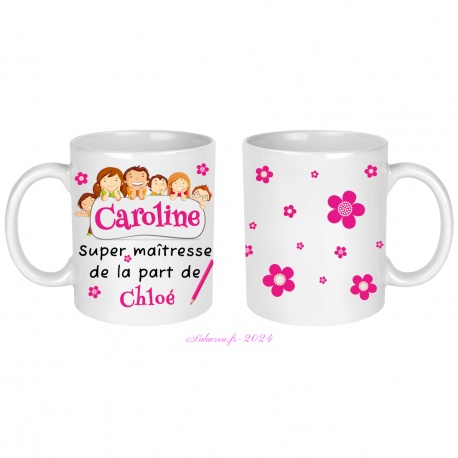 Mug personnalisable maîtresse, atsem, aesh, éducatrice, nounou ou autre
