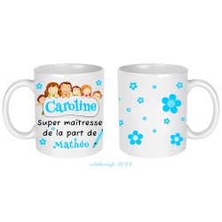 Mug personnalisable maîtresse, atsem, aesh, éducatrice, nounou ou autre