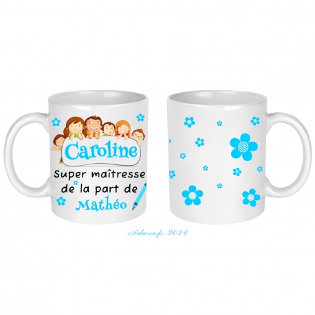 Mug personnalisable maîtresse, atsem, aesh, éducatrice, nounou ou autre