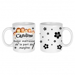 Mug personnalisable maîtresse, atsem, aesh, éducatrice, nounou ou autre