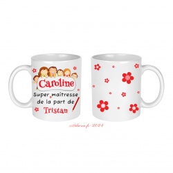 Mug personnalisable maîtresse, atsem, aesh, éducatrice, nounou ou autre