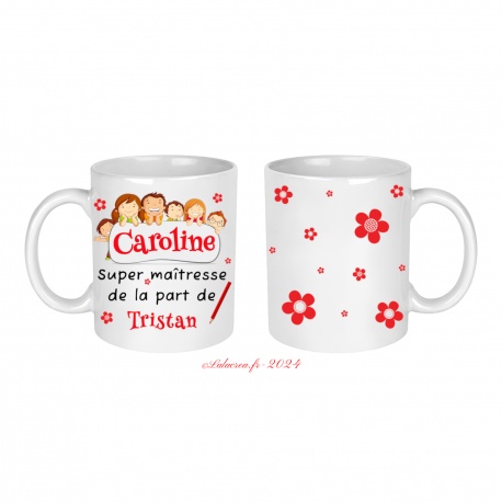 Mug personnalisable maîtresse, atsem, aesh, éducatrice, nounou ou autre