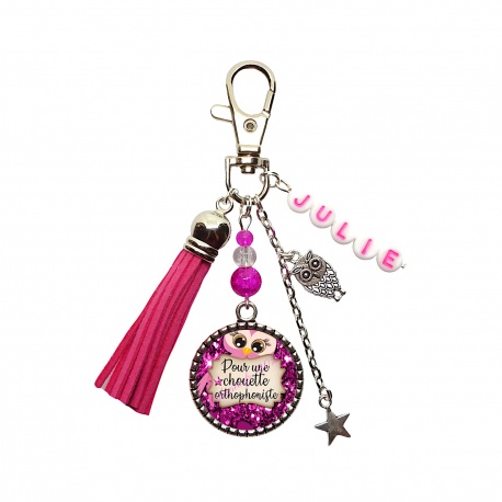 Porte clés ou bijou de sac "Pour une chouette Orthophoniste" personnalisable