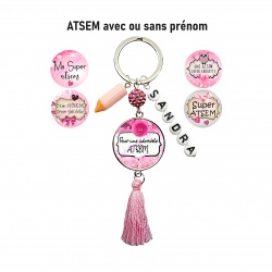 Porte clés Atsem personnalisable ou non au prénom de votre choix