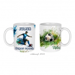 Mug Super coach personnalisable, intérieur et anse couleur blanc ou noir