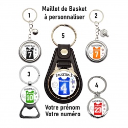 Porte clés, décapsuleur Maillot de basket à personnaliser au prénom et numéro de joueur