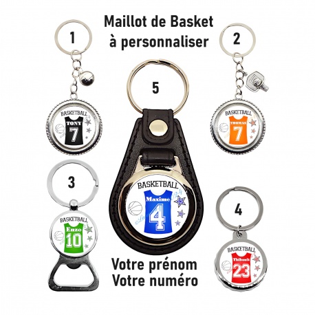 Porte clés, décapsuleur Maillot de basket à personnaliser au prénom et numéro de joueur