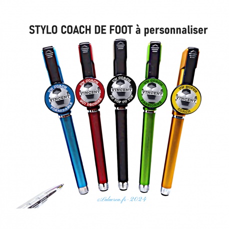 Stylo coach de foot à personnaliser au prénom de votre choix