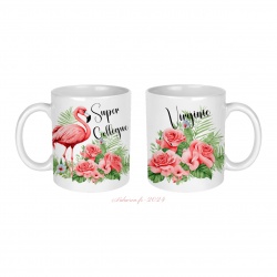 Mug  personnalisable Super collègue ou autre thème flamand rose