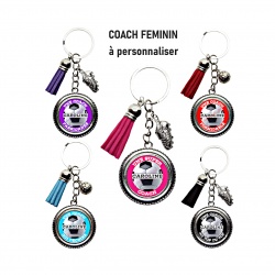 Porte clés Coach de foot féminin à personnaliser au prénom de votre choix