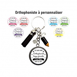 Porte clés personnalisable "Je suis une orthophoniste trop géniale c'est Théo qui le dit"
