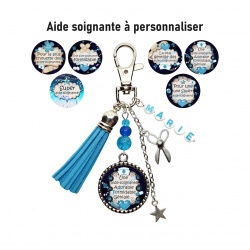 Porte-clés ou bijou de sac aide soignante personnalisé