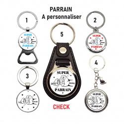 Porte clés, décapsuleur parrain "Poing contre poing" "Le check" personnalisable