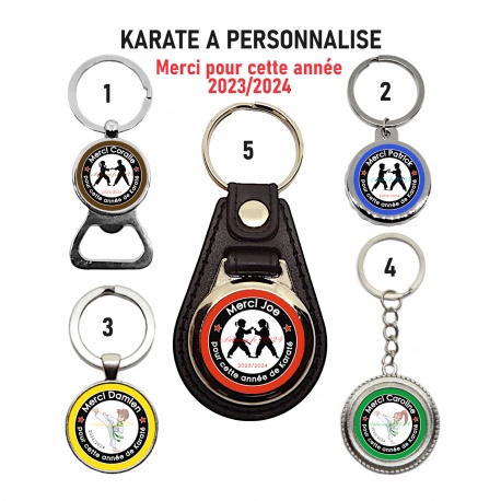 Porte clés, décapsuleur Prof de karaté personnalisé, Merci pour cette année de karaté