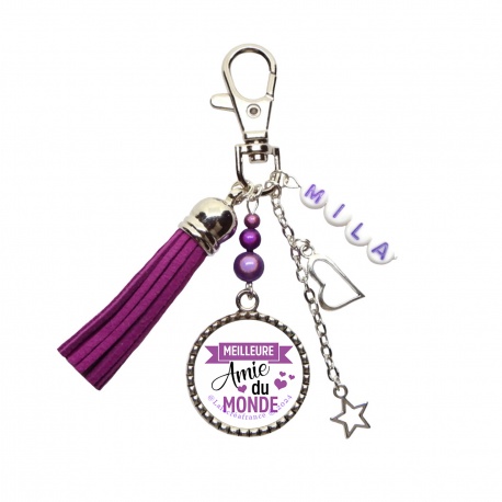 Porte-clés ou bijou de sac Meilleure amie du monde personnalisable