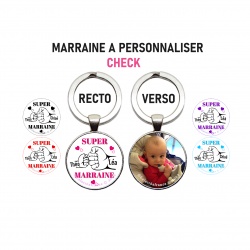 Porte clés marraine recto verso, "Poing contre poing" "Le check" personnalisable