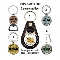 Porte clés, décapsuleur PAPY BRICOLEUR, texte au choix