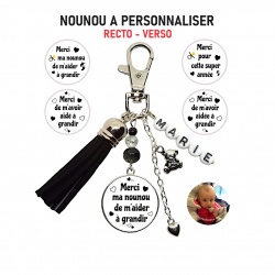 Porte clés nounou personnalisé RECTO VERSO