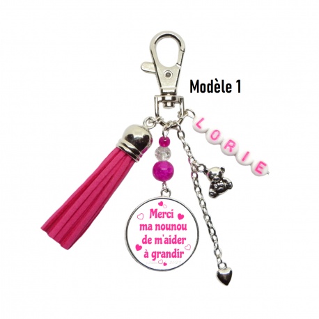 Porte clés nounou personnalisé RECTO VERSO