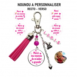 Porte clés nounou personnalisé RECTO VERSO