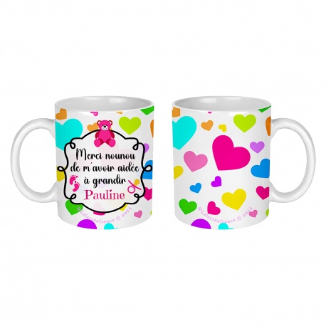Mug personnalisé Merci nounou de m'avoir aidée à grandir