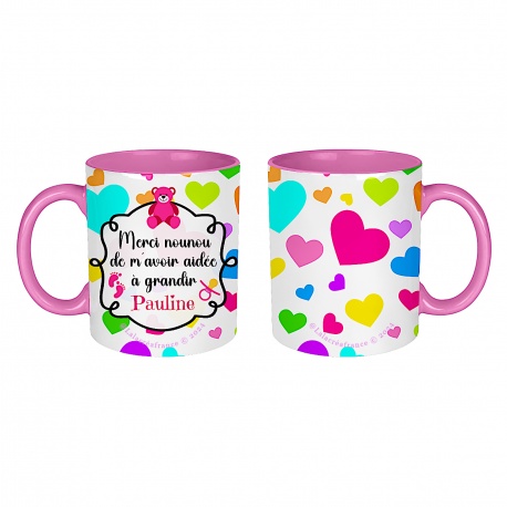 Mug personnalisé Merci nounou de m'avoir aidée à grandir