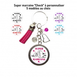 Porte clés Super marraine personnalisé  "Le check"