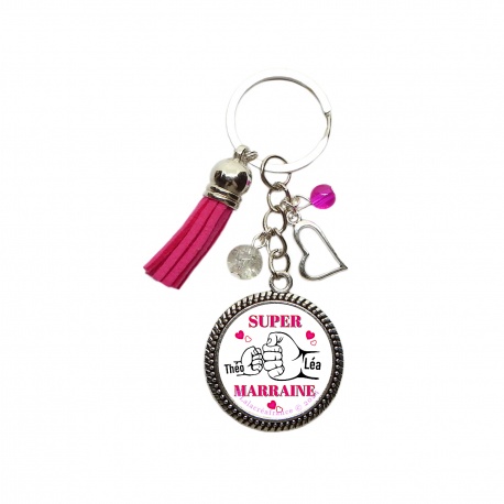 Porte clés Super marraine personnalisé  "Le check"
