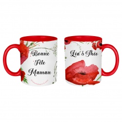 Mug Bonne fête maman coquelicot à personnaliser