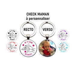 Porte clés Je t'aime maman recto verso, "Poing contre poing" "Le check" personnalisable
