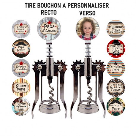 Tire-bouchon papa personnalisé, recto verso