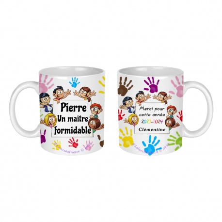 Mug personnalisable maître, maîtresse, atsem, aesh, éducatrice, nounou ou autre