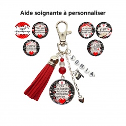 Porte-clés ou bijou de sac  aide soignante personnalisable